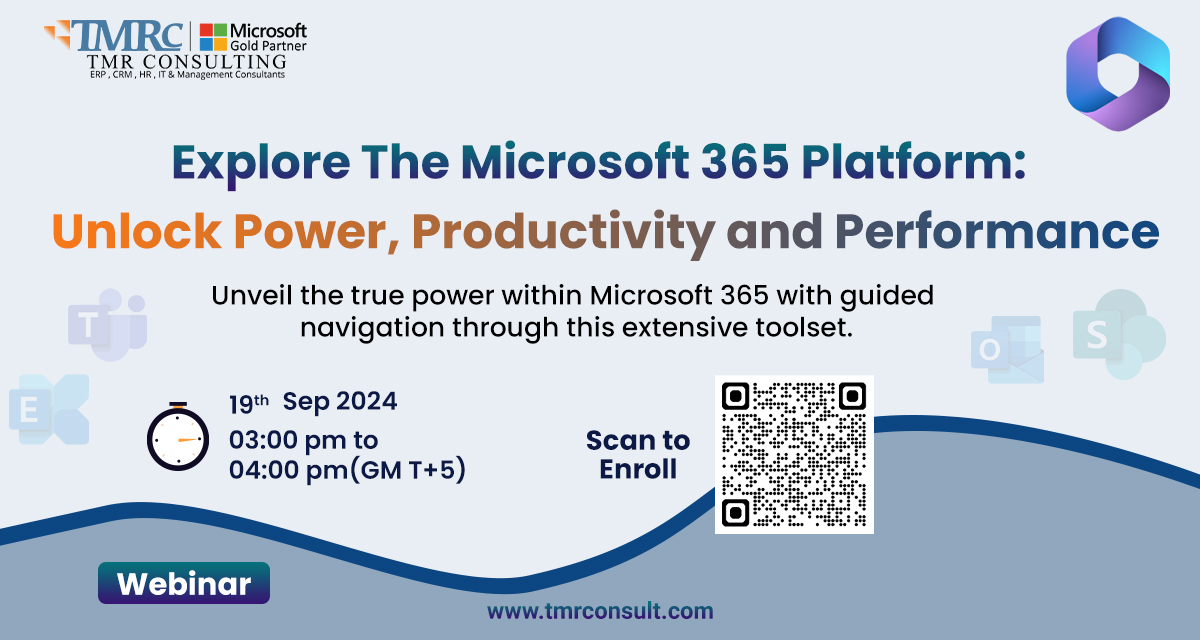 tmr_consulting's tweet image. Join us for an exclusive webinar &quot;𝗘𝘅𝗽𝗹𝗼𝗿𝗲 𝗧𝗵𝗲 𝗠𝗶𝗰𝗿𝗼𝘀𝗼𝗳𝘁 𝟯𝟲𝟱 𝗣𝗹𝗮𝘁𝗳𝗼𝗿𝗺: 𝗨𝗻𝗹𝗼𝗰𝗸 𝗣𝗼𝘄𝗲𝗿, 𝗣𝗿𝗼𝗱𝘂𝗰𝘁𝗶𝘃𝗶𝘁𝘆, 𝗮𝗻𝗱 𝗣𝗲𝗿𝗳𝗼𝗿𝗺𝗮𝗻𝗰𝗲&quot;.
Date: 19th September 2024  (Thursday)  
Time: 3 PM - 4 PM (GMT +5)
tmrconsult.com/free-webinar/
#TMRC