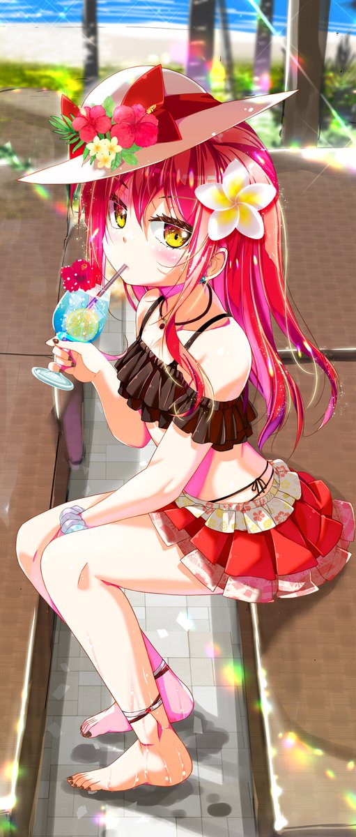 「リゾート水着カフェちゃん 」|ポルリン✨☕のイラスト
