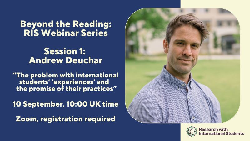 Tomorrow! Our Beyond the Reading webinar series kicks off with Andrew Deuchar:

"The problem with international students' experiences and promises of their practices"
10 September, 10:00 to 11:00 UK time

Register: zoom.us/meeting/regist…

Read the paper: bera-journals.onlinelibrary.wiley.com/doi/full/10.10…