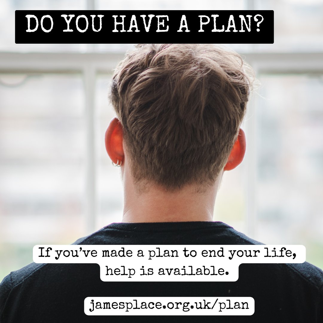 #WorldSuicidePreventionDay is tomorrow. We need to let men in London, the North East and the North West know that if they have made a plan to end their life, we can help them make a different plan. Can you help by retweeting? jamesplace.org.uk/plan #suicideprevention