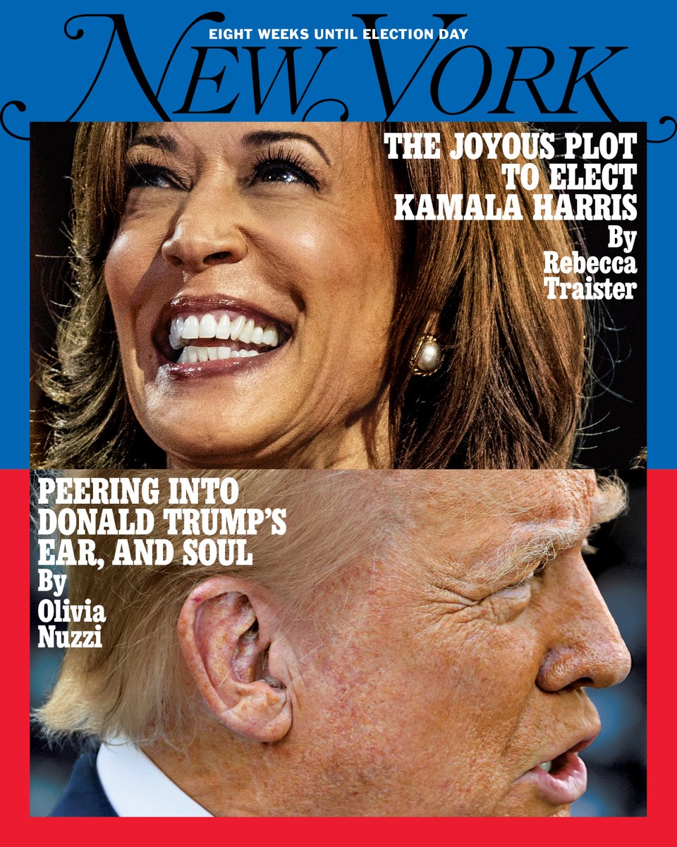 New York Magazine (@nymag) on Twitter photo Eight weeks ahead of Election Day, our new cover is a special dual political edition examining the historic upending of the presidential race over the summer — and how we got to the current moment. Eight weeks ahead of Election Day, our new cover is a special dual political edition examining the historic upending of the presidential race over the summer — and how we got to the current moment.