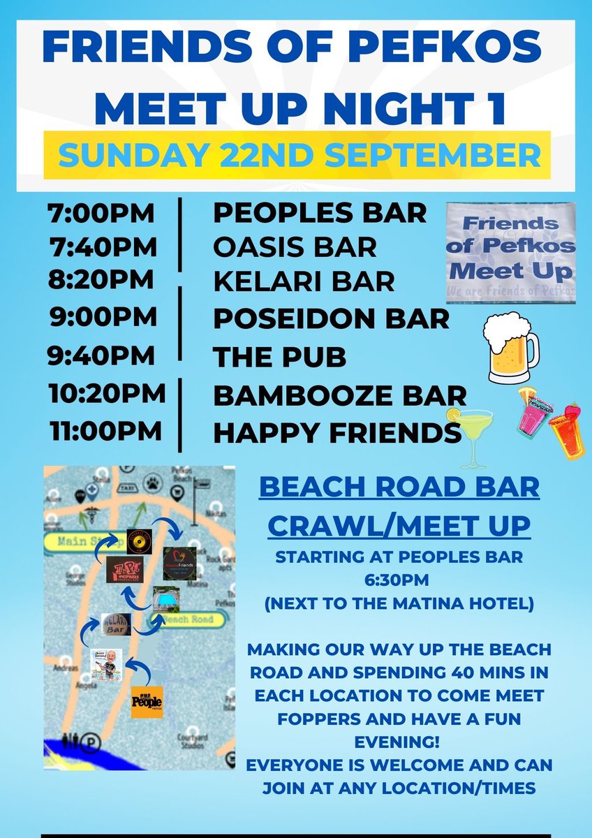 Friendsofpefkos's tweet image. Two friends of pefkos meet ups happening in Pefkos soon! All welcome to join! #Pefkos #Friendsofpefkos