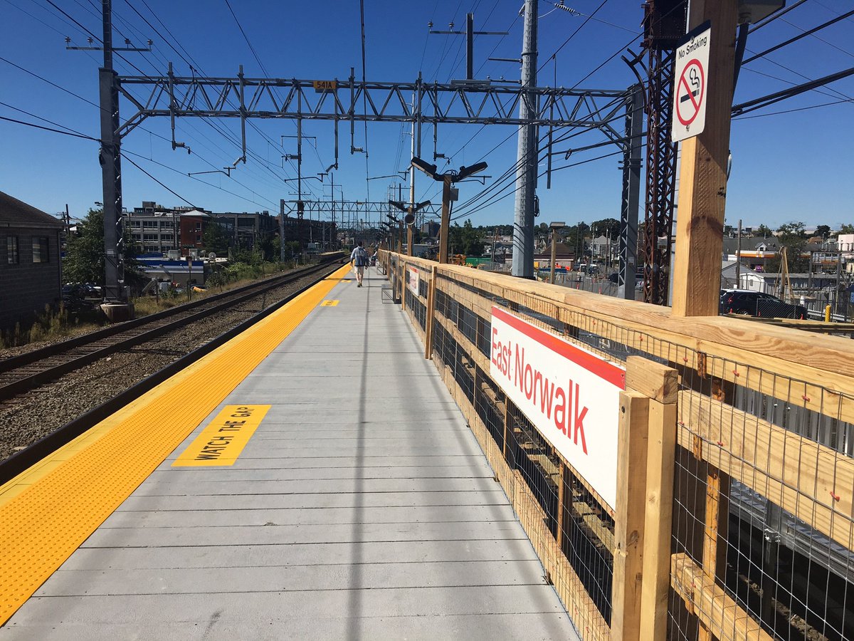 WalkBridgeCT's tweet image. #Reopened The East Norwalk Train Station re-opened on 9/7/2024. Commuters to use the new temporary platform on the north side, accessed via the ramps. The ticket kiosks are located at the east end of the parking lot in a covered area. Thank you commuters and @NorwalkTransit!