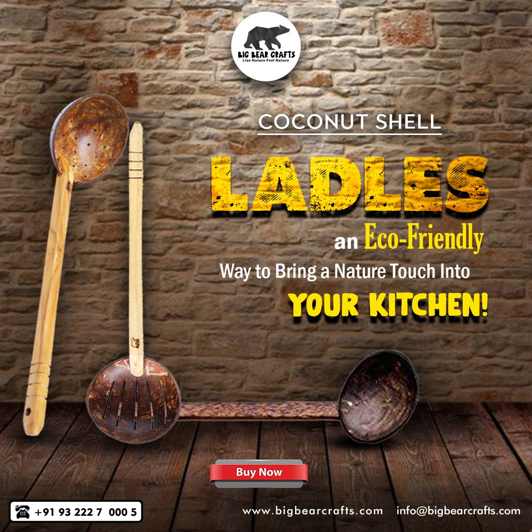 bigbearcrafts's tweet image. Upgrade your kitchen with eco-friendly coconut shell ladles from bigbearcrafts.com

#Ladles #CoconutShellLadles  #CoconutShellProducts #LiveNature #EcoFriendly #Handmade #SustainableLiving #HandcraftedProducts #WoodenProducts #SoapStoneProducts #CoconutShellCrafts