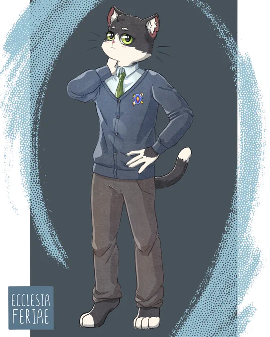 Just realised I've never shown Isaac, the main character from St. Maria Village, in full height before. He's a first-year uni student dreaming of becoming a pharmacist Used a pose from as a reference #IndieGameDev #gamedev #visualnovel #ゲーム開発 #ゲーム制作