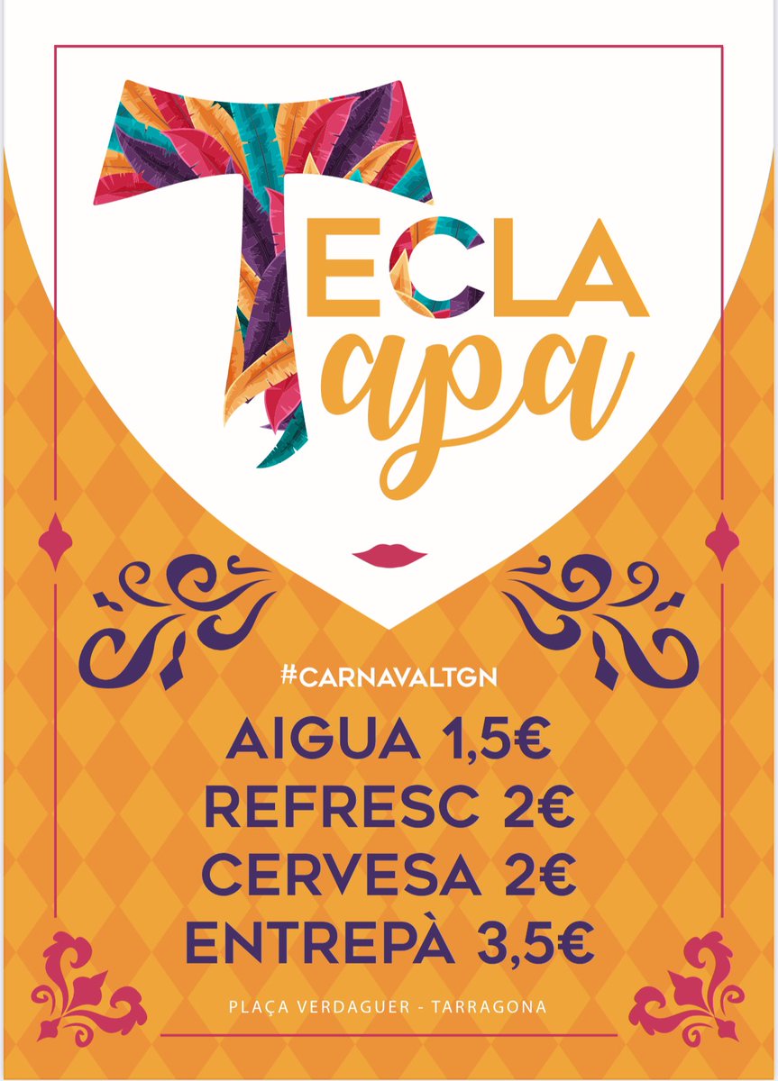 Una de patates 🍟, oido cocina 👂

Tapa, Tecla, Santa, Patates 😵‍💫

Ja arriba Santa Tecla 2️⃣0️⃣2️⃣4️⃣

Ja arriba Tecla Tapa 2️⃣0️⃣2️⃣4️⃣

🗓️Us esperem els dies 13, 14 i 15 de setembre de 18:00h a 02:00h ⏰ a la Plaça Verdaguer.

#santatecla2024 #patatasfritas #patatesfregides