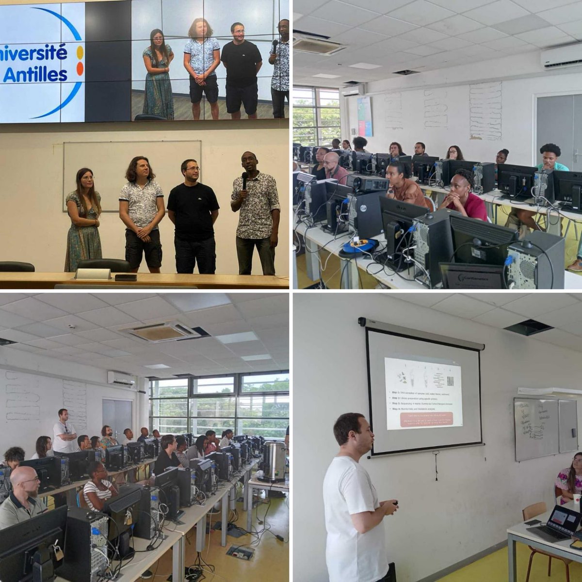 SfbiFr's tweet image. La #SFBI a subventionné et a participé activement aux workshops metabarcoding / assemblage et annotation de génomes ainsi qu’aux conférences grand public en #bioinformatique en #guadeloupe cet été du 1er au 12 juillet à l’Université des Antilles 👨‍🎓