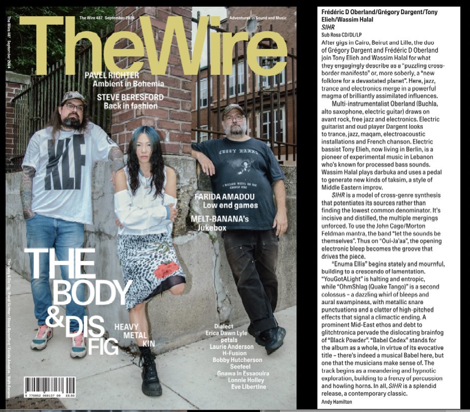 'Sihr', l'album d'Oberland, Elieh, Dargent et Halal était cet été dans The Wire.
Écouter 🎧 bfan.link/sihr-1

En concert :
le 28 septembre @ Karmen Camina,  STRASBOURG
le 16 octobre @ La Station, AUBERVILLIERS