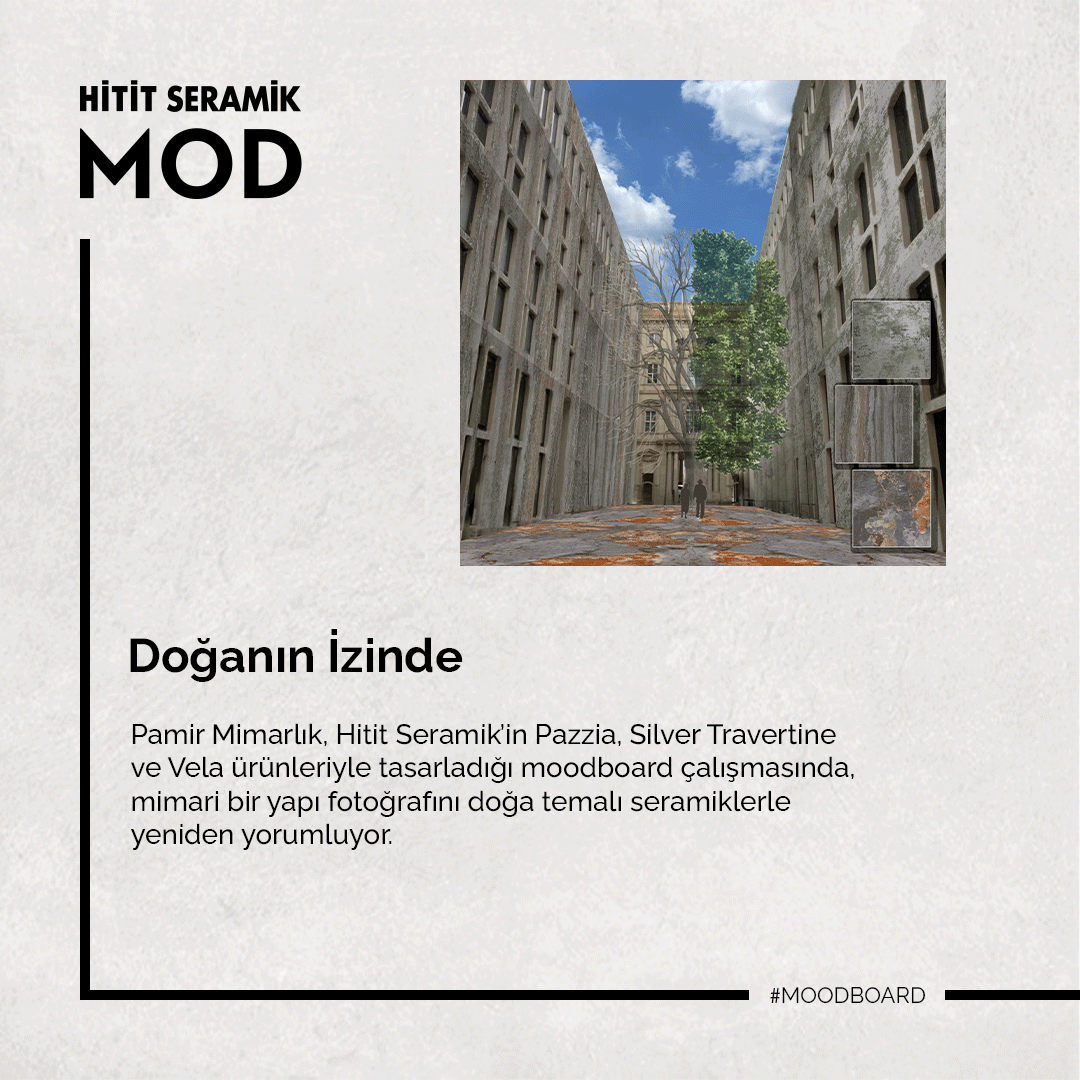 HititSeramik's tweet photo. Pamir Mimarlık, Hitit Seramik’in Pazzia, Silver Travertine ve Vela ürünleriyle tasarladığı moodboard çalışmasında, mimari bir yapı fotoğrafını doğa temalı seramiklerle yeniden yorumluyor. İçeriğe buradan ulaşabilirsiniz! https://t.co/Xc8PPB5UyK

#HititSeramik #HititOnTheGo https://t.co/g32njRRoJ2