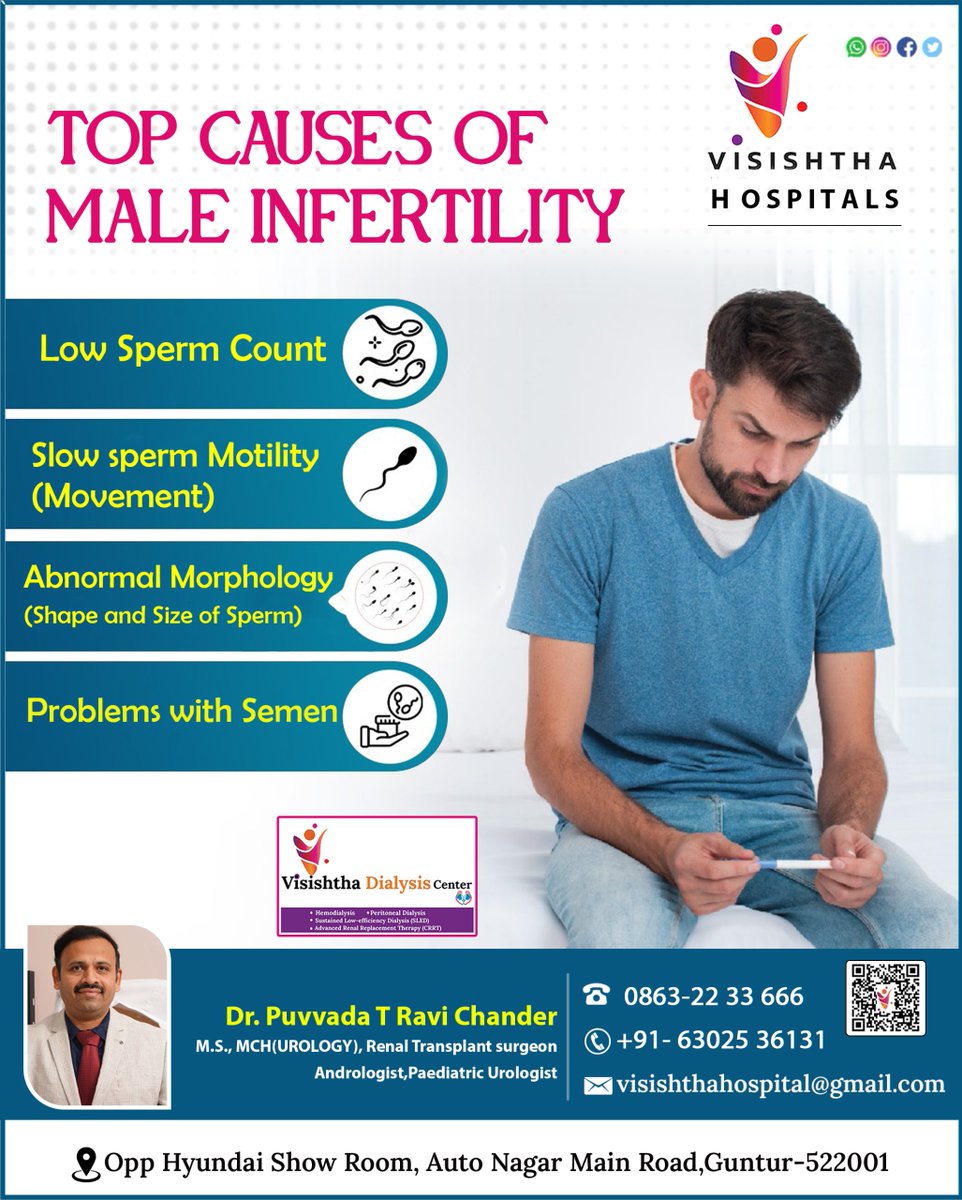 ravi_visishtha's tweet image. 𝐓𝐎𝐏 𝐂𝐀𝐔𝐒𝐄𝐒 𝐎𝐅 𝐌𝐀𝐋𝐄 𝐈𝐍𝐅𝐄𝐑𝐓𝐈𝐋𝐈𝐓𝐘📞: + 91 63025 36131 ,0863-2233666
#maleinfertility #lowspermcount #erectiledysfunctionsolution #erectiledysfunctioninyour20s #ErectileFunction #prematureejaculation #Premature #ejaculation #lowspermcounttreatment #lowsperm