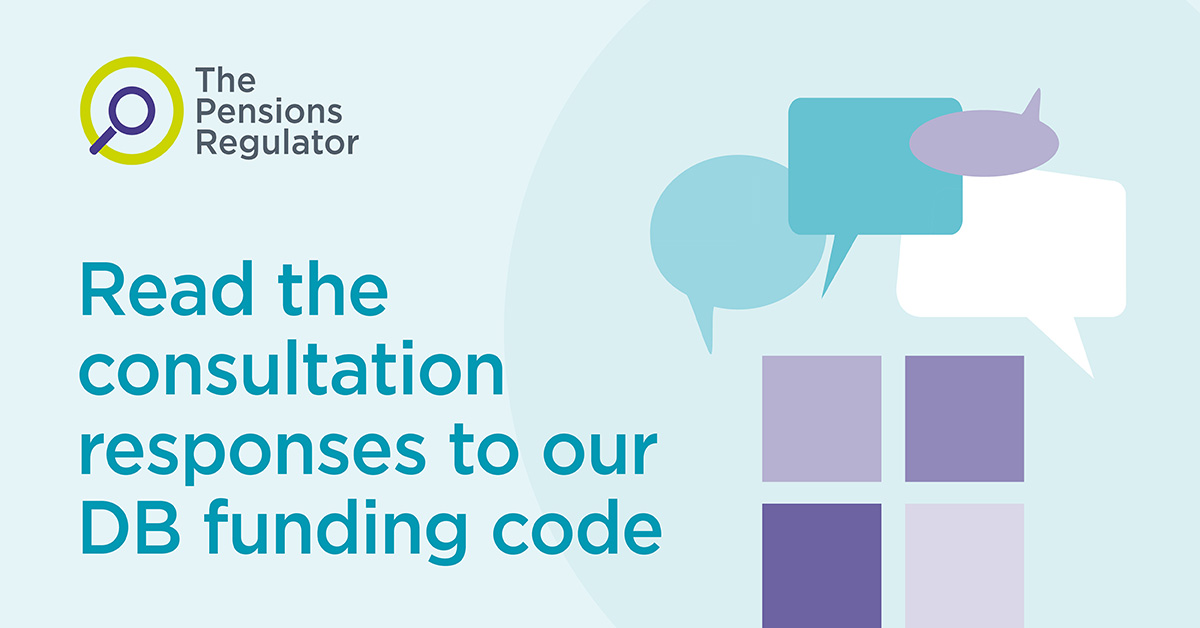 TPRgovuk's tweet image. We’ve also published our response to our consultations on the new DB funding code and our regulatory approach, including Fast Track and Bespoke valuation submissions, and final Fast Track parameters: ow.ly/Czrh50T8uUs
 #DBFundingCode #DefinedBenefitPensions #Pensions