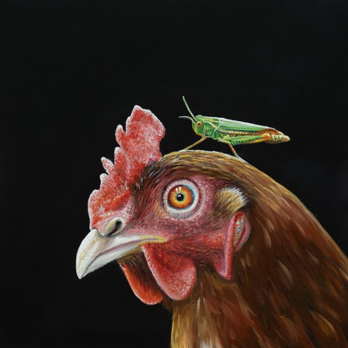 WomensArtForAll's tweet photo. Karen #Hollingsworth (@kshstudio) •Chicken Hopper• #WomensArt #ArtByWomen #WomenArtists https://t.co/A9KoSWjihR