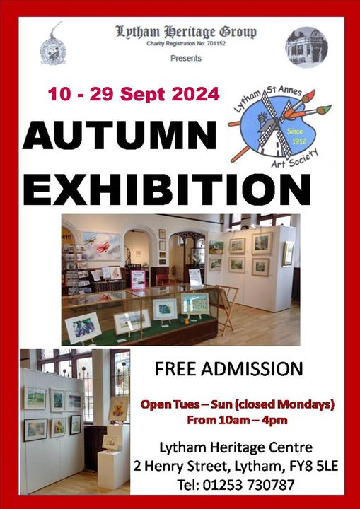 LythamArchives's tweet photo. A great new exhibition starts Tuesday at the #LythamHeritage centre by Lytham St Annes Art Society. Open 10-4 Tues to Sun
Why not pop in and come and enjoy it.  🍂🖌️🖼️ https://t.co/BQLYm6cC2C