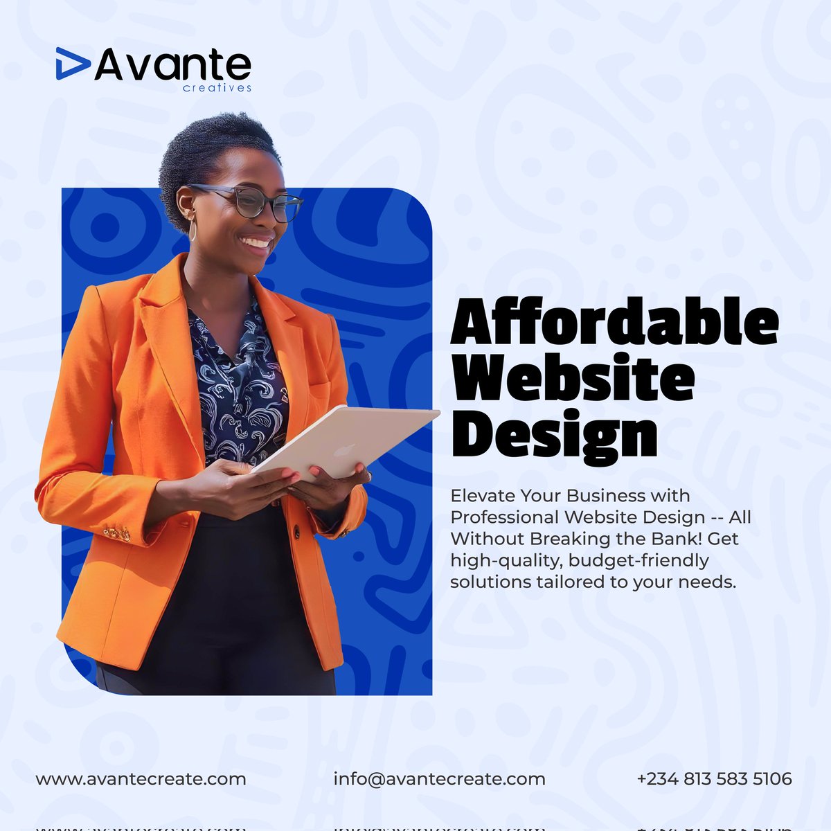 avantecreatives's tweet photo. @UTDTrey "Get a stunning, user-friendly website *in just 7 days*! Our expert team delivers fast, high-quality results that make your brand shine. Elevate your online presence now! 🚀 #WebDesign #DigitalMarketing #SmallBizSuccess" https://t.co/BlQga39Ln9