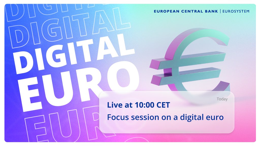 Tune in from 10:00 CET to watch the live focus session on our work to design the digital euro for the European payments market.

🔗 Livestream and programme here: ecb.europa.eu/press/intro/ev…