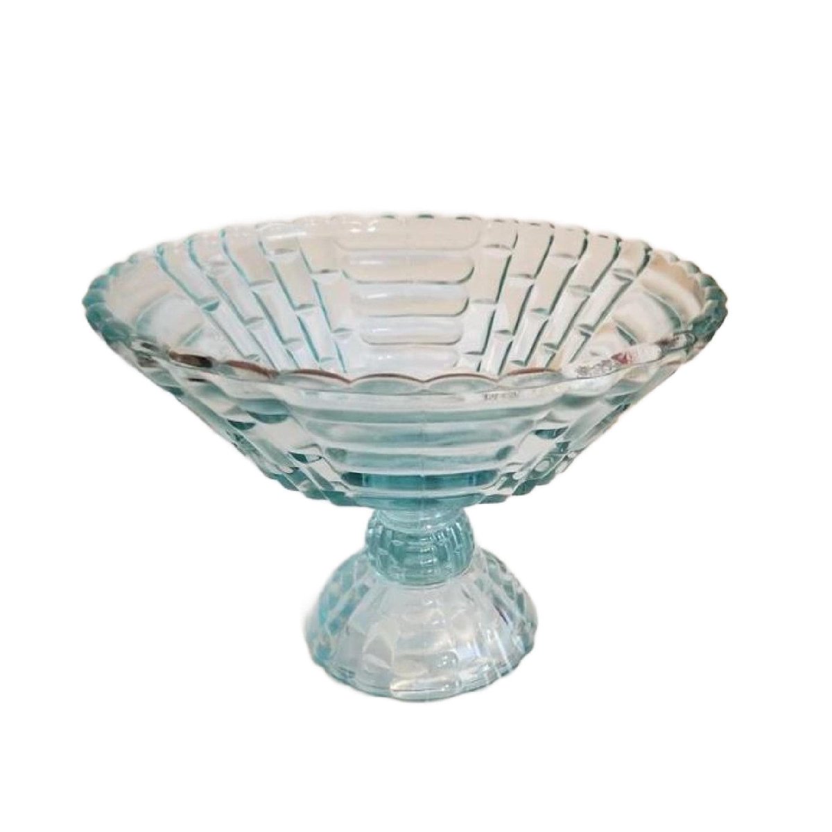 JunkYardBlonde's tweet image. Vintage Jeanette Glass Teal Fruit Bowl in Louisa Pattern, 1940s, Free Shipping tuppu.net/cf24628d #JunkYardBlonde #Etsy #BambooPattern