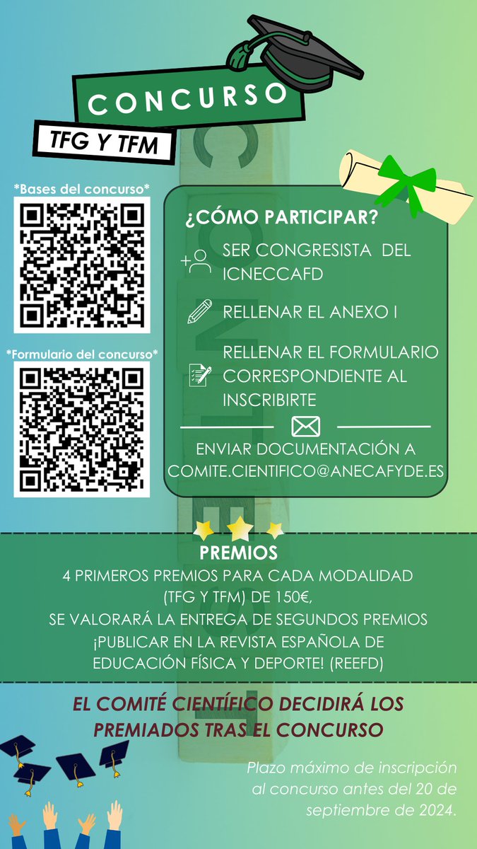 Nos alegra mucho anunciaros la celebración del I Congreso Nacional de Estudiantes de CCAFD 2024
📆 6, 7 y 8 de noviembre del 2024.
📍Universidad Rey Juan Carlos, Campus de Fuenlabrada
<a href="/anecafyde/">Anecafyde</a>
No os lo podéis perder 😎

Para más información y registro, contacta con <a href="/anecafyde/">Anecafyde</a>.