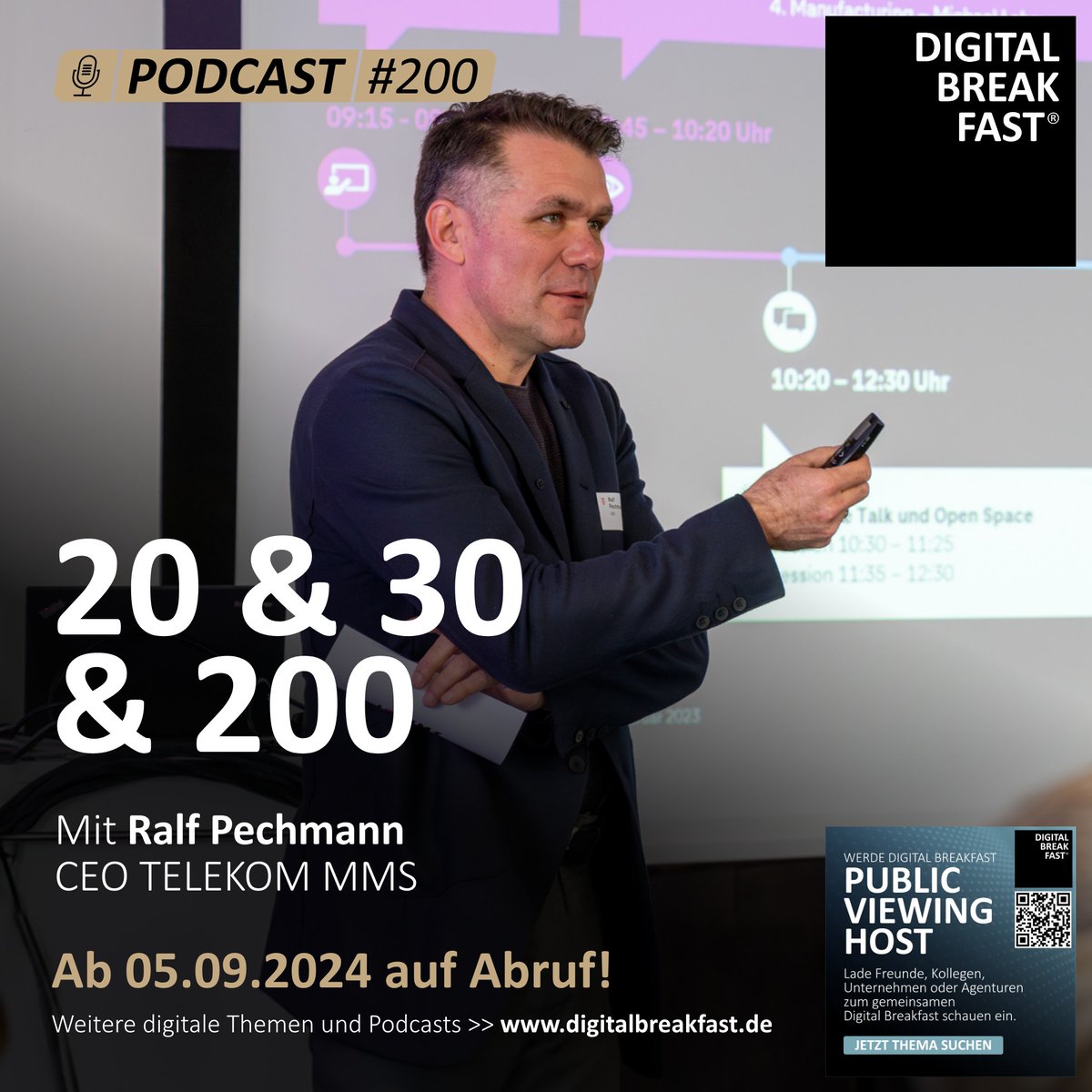 Telekom_MMS's tweet image. Die “200” war eine ganz besondere Folge vom #DigitalBreakfast #Podcast, zu Gast war unser CEO Ralf Pechmann. Es geht um wichtige Meilensteine der #TelekomMMS sowie die Highlights der anstehenden #DigitalX: ms.spr.ly/6016mKMNM @digital_bf