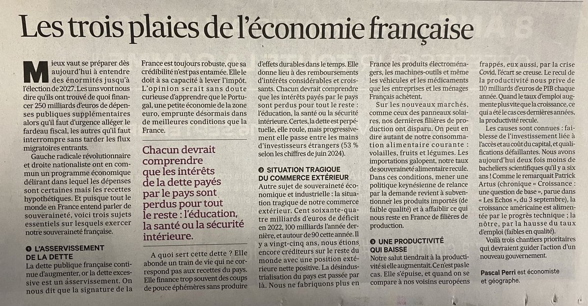 pascalperri's tweet photo. En France, nous ne sommes pas sans qualités. Mais pour profiter de ces points forts, il faut traiter nos faiblesses. J’en énumère 3 ce matin dans @LesEchos https://t.co/IJzOz14fHN