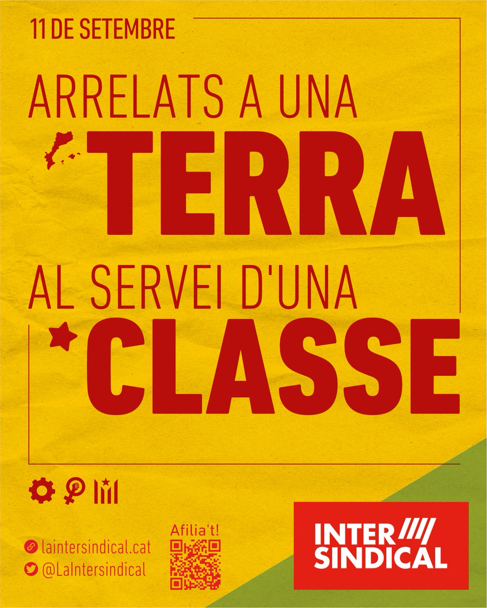 LA INTERSINDICAL (@laintersindical) on Twitter photo 🔴 Avui, com cada 11 de setembre, <a href="/LaIntersindical/">LA INTERSINDICAL</a> ens mobilitzem per la independència i la justícia social i cridem a omplir de nou els carrers.
"Arrelats a una terra al servei d'una classe"
Per un futur lliure! #11S2024 #Diada2024 🔴 Avui, com cada 11 de setembre, <a href="/LaIntersindical/">LA INTERSINDICAL</a> ens mobilitzem per la independència i la justícia social i cridem a omplir de nou els carrers.
"Arrelats a una terra al servei d'una classe"
Per un futur lliure! #11S2024 #Diada2024