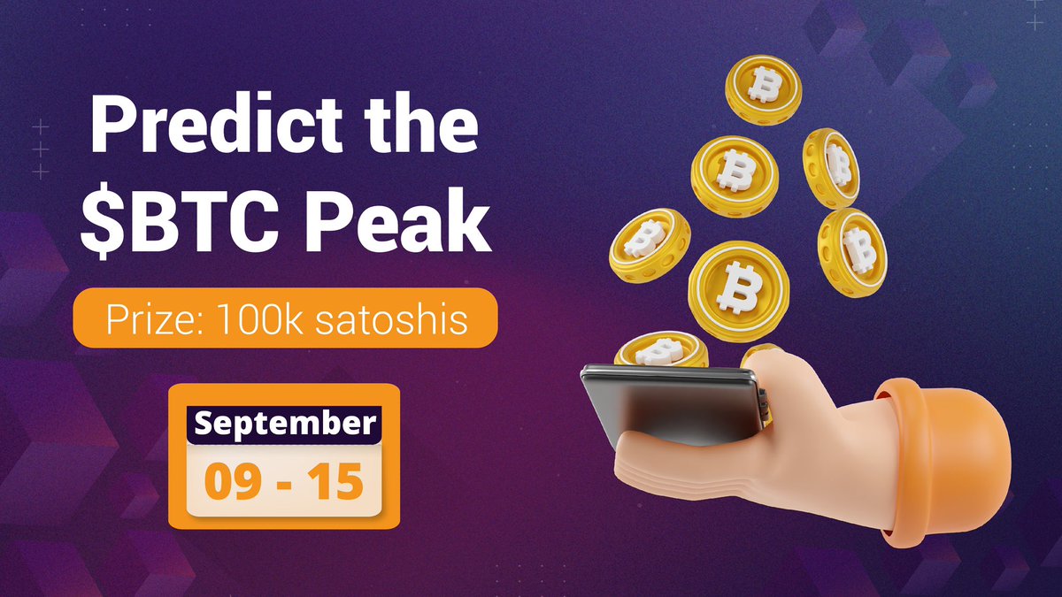 esatoshiclub's tweet image. Kick off another week with @esatoshiclub’s Bitcoin Price Prediction Challenge! 🚀

Can you predict the highest Bitcoin price from September 9 to September 15? The closest guess wins 100,000 Satoshis!

Drop your prediction below 👇