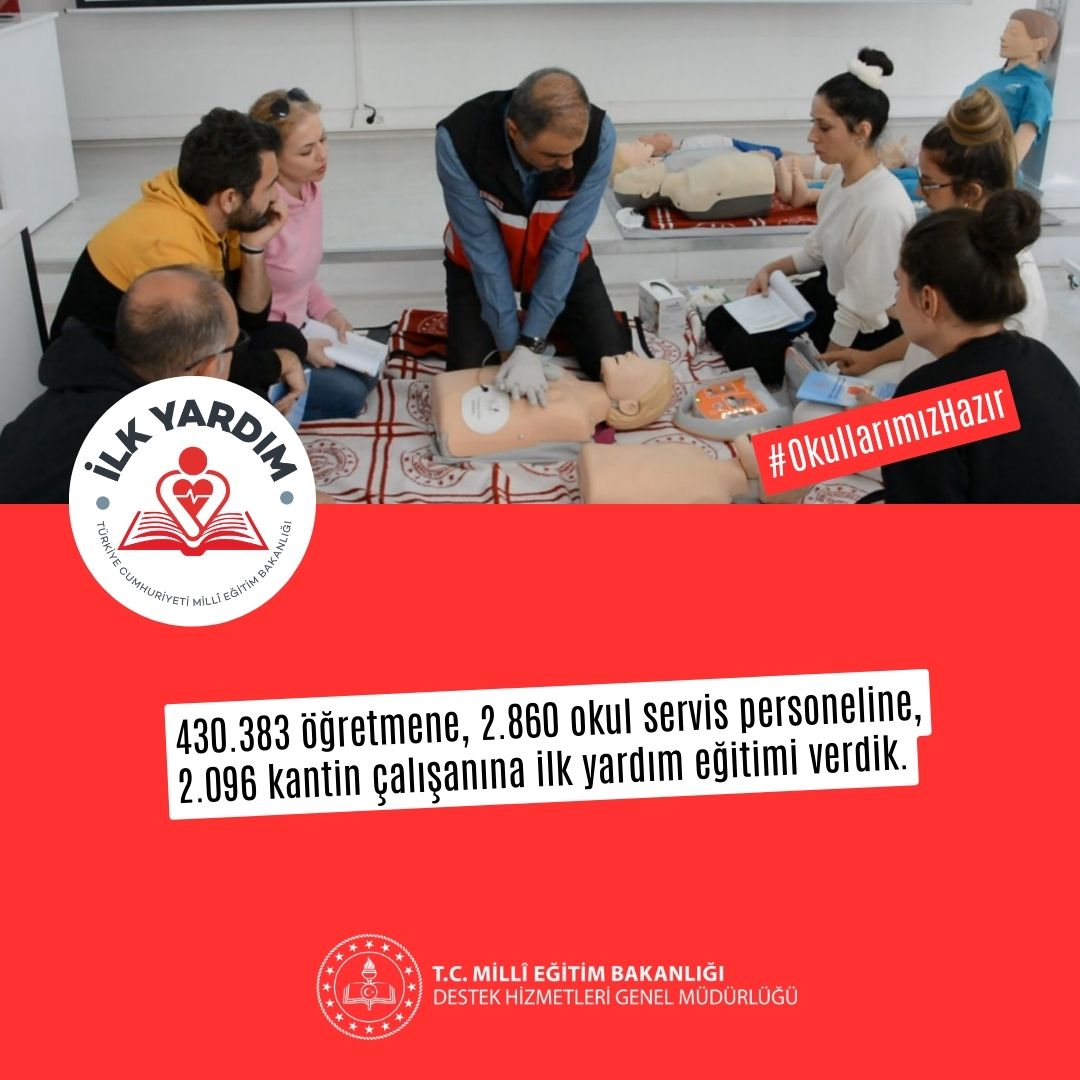 Doğru İlk Yardım Hayat Kurtarır❤️

Temel ilk yardım eğitimleriyle okullarımızda can güvenliğini korumak için tedbirler almaya devam ediyoruz.
#OkullarımızHazır #BİZHazırız

<a href="/tcmeb/">Millî Eğitim Bakanlığı</a> <a href="/Yusuf__Tekin/">Yusuf Tekin</a> <a href="/omurfatih/">Ömür Fatih Karakullukçu</a>