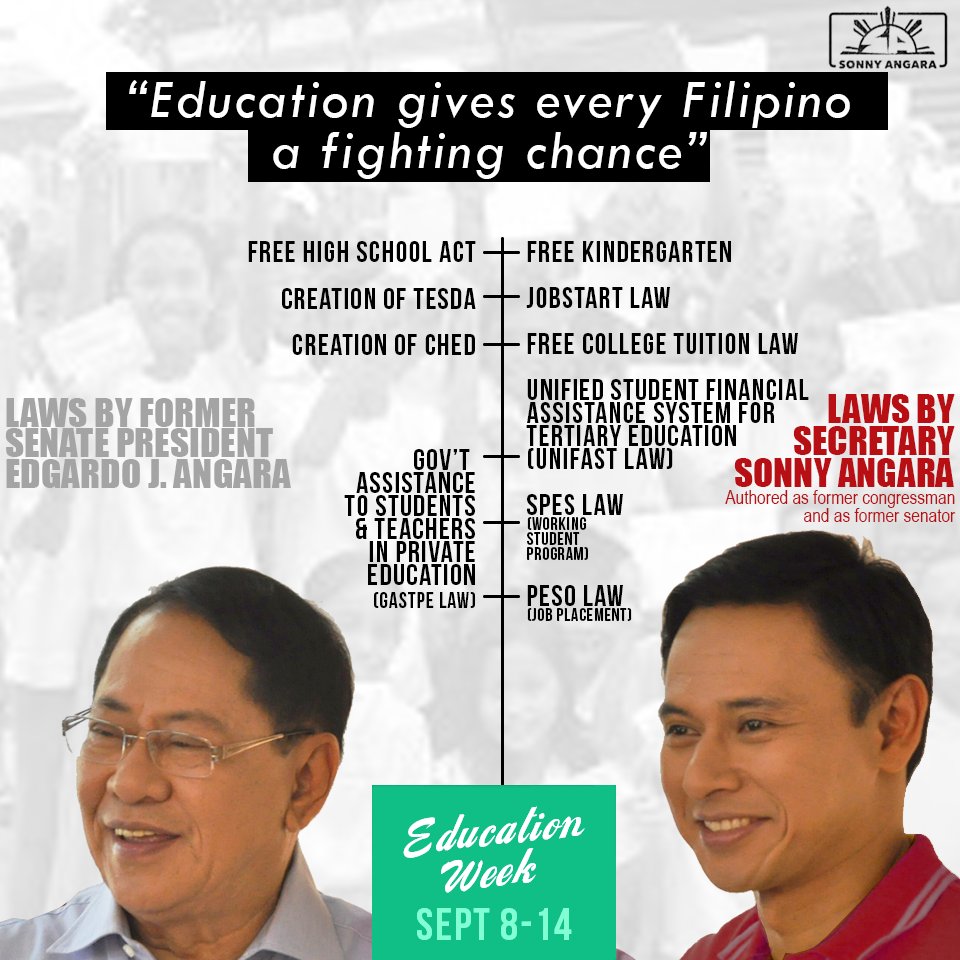 SonnyAngaraNews's tweet image. Happy Education Week! It was in or about the 2nd week of September, 1898, that the first  public schools were established in the Philippines after the American  occupation on August 13, 1898.  Proclamation 409 s. 1953 designates the second week of September as #EducationWeek