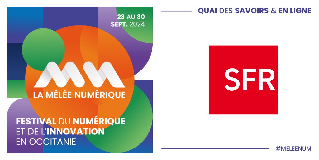 Nous sommes ravis de vous annoncer la présence du  @sfr notre partenaire lors de La Mêlée Numérique 2024 ! 🙏
Rendez-vous du 23 au 30 septembre pour l'événement incontournable en Occitanie ! 
Inscription gratuite : swll.to/meleenum

#MeleeNum  #toulouse