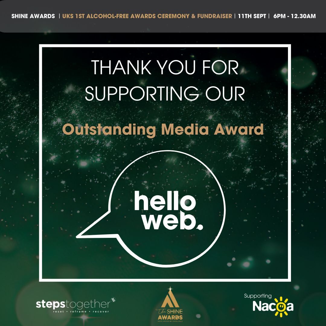 Steps Together (@stepstogetheruk) on Twitter photo We are thrilled to announce that HelloWeb will be joining us for the Shine Awards β the UKβs 1st Alcohol Free Corporate Award Ceremony & Charity Fundraiser <a href="/Nacoa/">Judy Galloway</a>. Thank you for supporting our Outstanding Media Award π We can't wait for you to celebrate with us on the night! π We are thrilled to announce that HelloWeb will be joining us for the Shine Awards β the UKβs 1st Alcohol Free Corporate Award Ceremony & Charity Fundraiser <a href="/Nacoa/">Judy Galloway</a>. Thank you for supporting our Outstanding Media Award π We can't wait for you to celebrate with us on the night! π