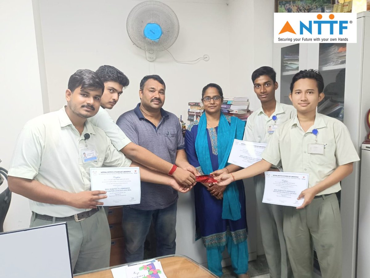 NTTFindia's tweet image. Congratulations to our RNTC trainees on winning 1st prize at the NIT Jamshedpur Hackathon Prototype/Model Exhibition! Kudos to Jay Prakash, Sambhav, Biman, &amp;amp; Utkarsh for their innovative projects. #NTTF #RNTC #Hackathon #Innovation