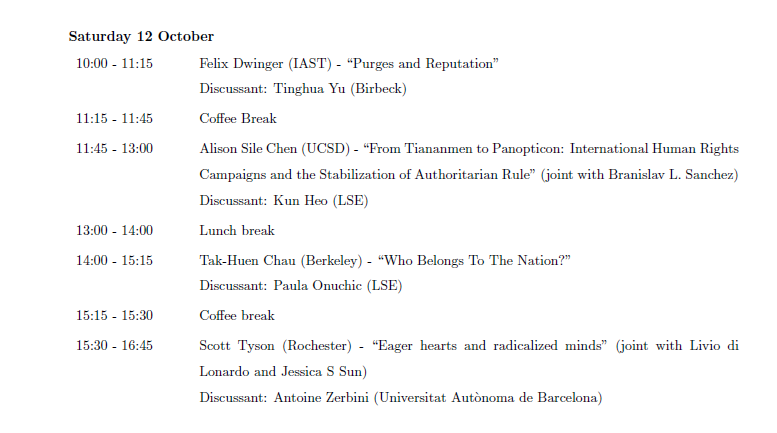 🙋‍♀️🙋🙋‍♀️Conference Program Alert 🙋🙋‍♀️🙋
The PSPE group will host the 10th Comparative Formal Theory Conference on 11-12 October 2024 at the LSE. Program is below. To register to the conference, follow the link: forms.gle/JogsHtTDzLEXRB…