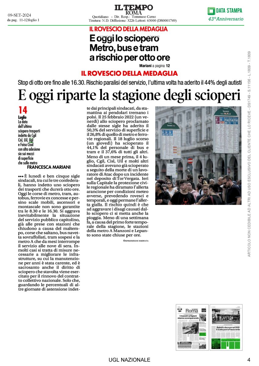 UGL Confederazione (@uglconf) on Twitter photo Sulla stampa nazionale, Tram; bus e metro oggi 8 ore di sciopero per il rinnovo del contratto.
#citazioniugl <a href="/Autoferro_Ugl/">Autoferrotranvieri</a> Sulla stampa nazionale, Tram; bus e metro oggi 8 ore di sciopero per il rinnovo del contratto.
#citazioniugl <a href="/Autoferro_Ugl/">Autoferrotranvieri</a>