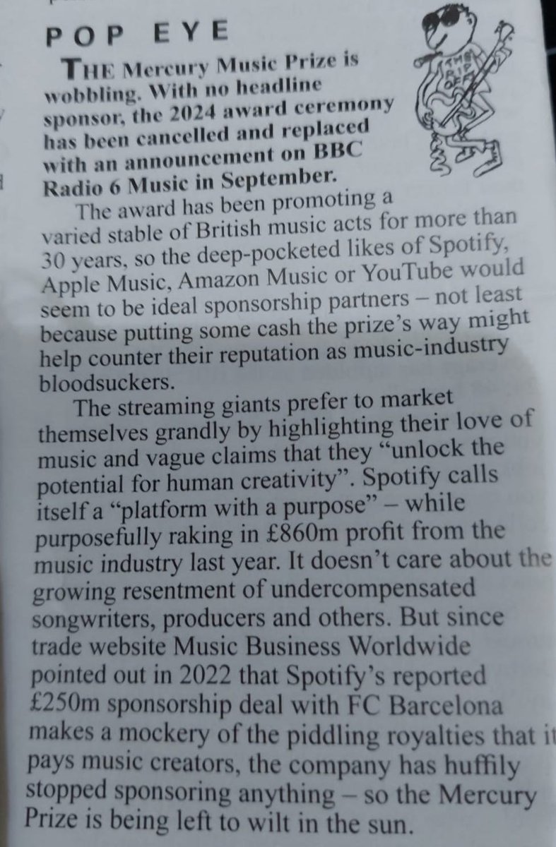 Just your reminder that not content with trousering all our money, Spotify decided it was a wheeze to give 250 million of our cash to a football team. 

And when it was pointed out perhaps instead of that they should pay us, they took their ball home. 

Utter twonks.