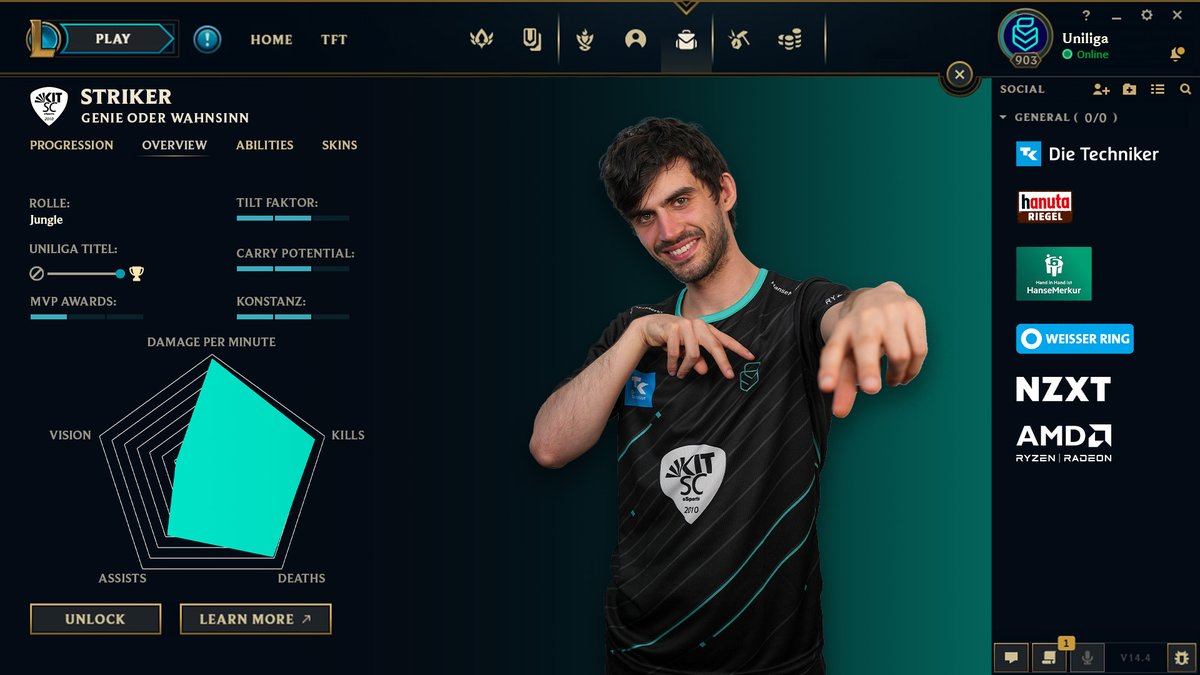 Uniliga (@uniligagg) on Twitter photo 🚨NUR NOCH 5 TAGE 🚨
Wir werfen heute einen Blick auf den amtierenden Hochschulmeister👀 Der <a href="/kitscesports/">KIT SC eSports</a> hat bereits acht Titel und ist heiß auf den neunten 🔥
Am Samstag spielen <a href="/strikerthebest/">strikerthefbest</a>, <a href="/GentlemanHero1/">GentlemanHero</a>, <a href="/Polarisinglol/">Soheel Aghadavoodi</a>, <a href="/Redeemedv1/">Redeemed</a> & MatthewMziziLoL um den Titel 🏆️ 🚨NUR NOCH 5 TAGE 🚨
Wir werfen heute einen Blick auf den amtierenden Hochschulmeister👀 Der <a href="/kitscesports/">KIT SC eSports</a> hat bereits acht Titel und ist heiß auf den neunten 🔥
Am Samstag spielen <a href="/strikerthebest/">strikerthefbest</a>, <a href="/GentlemanHero1/">GentlemanHero</a>, <a href="/Polarisinglol/">Soheel Aghadavoodi</a>, <a href="/Redeemedv1/">Redeemed</a> & MatthewMziziLoL um den Titel 🏆️