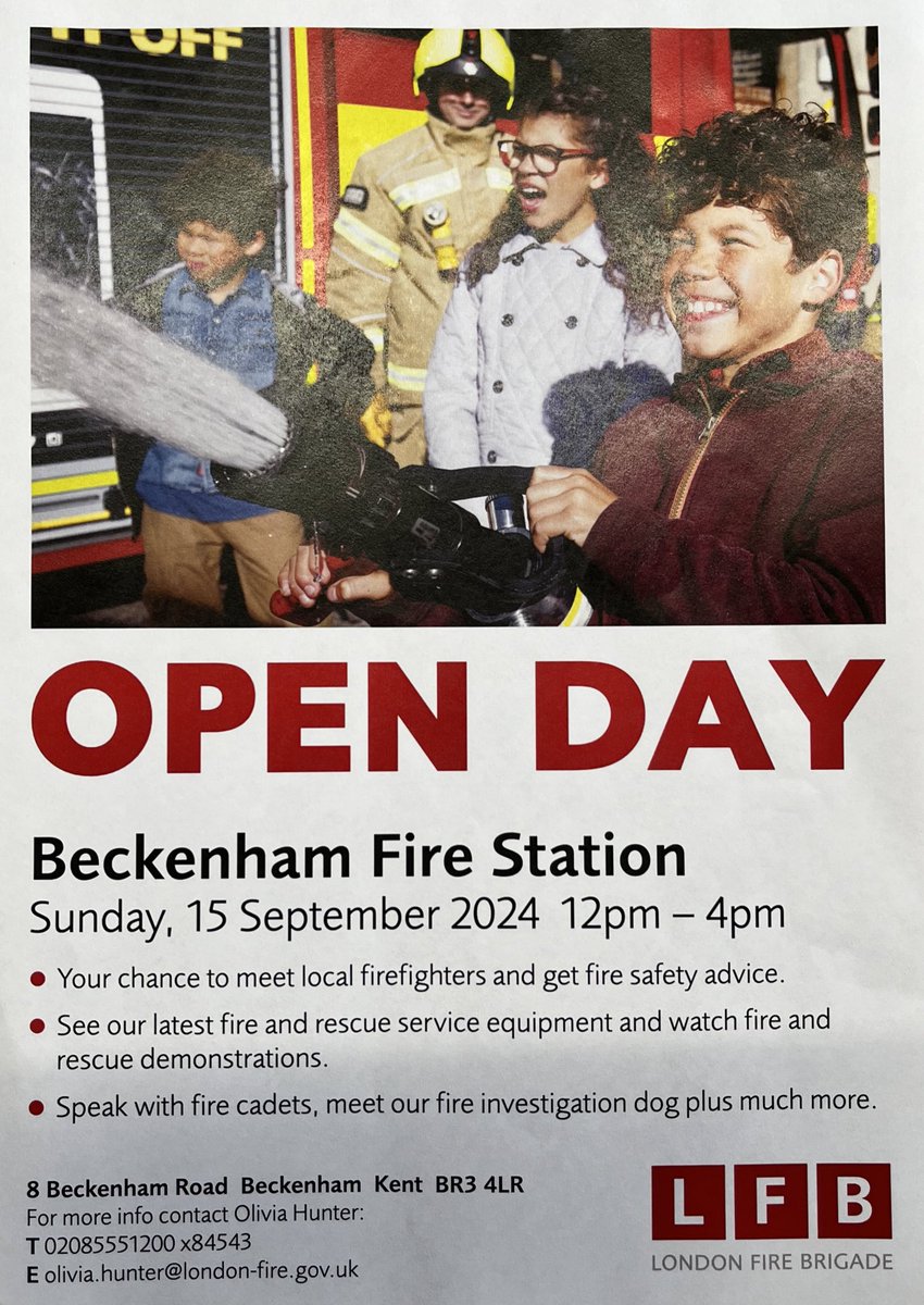 📅 Busy weekend ahead!!
🎧 <a href="/LFBControlRoom/">London Fire Brigade Control</a> will be at Park Royal <a href="/LFB_Brent/">LFB Brent</a> on Saturday and Beckenham <a href="/BromleyLFB/">LFB Bromley</a> on Sunday 
🎨 Badge making, activities and games 
🚒 Come and talk to us about what we do. We are recruiting!!