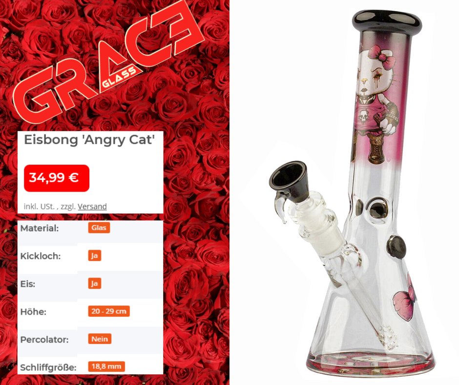 headnature's tweet photo. https://t.co/oAT61sqlhY
Die Grace Glass Eisbong 'Angry Cat' ist eine beeindruckende und hochwertige Glasbong, die mit ihren 27 cm Höhe und einem 18,8 Schliff für ein angenehmes und effektives Raucherlebnis sorgt. 
#weed #thc #cannabis #WeedLovers #kiffen #bong #cat #graceglass https://t.co/chjbDrrPNJ