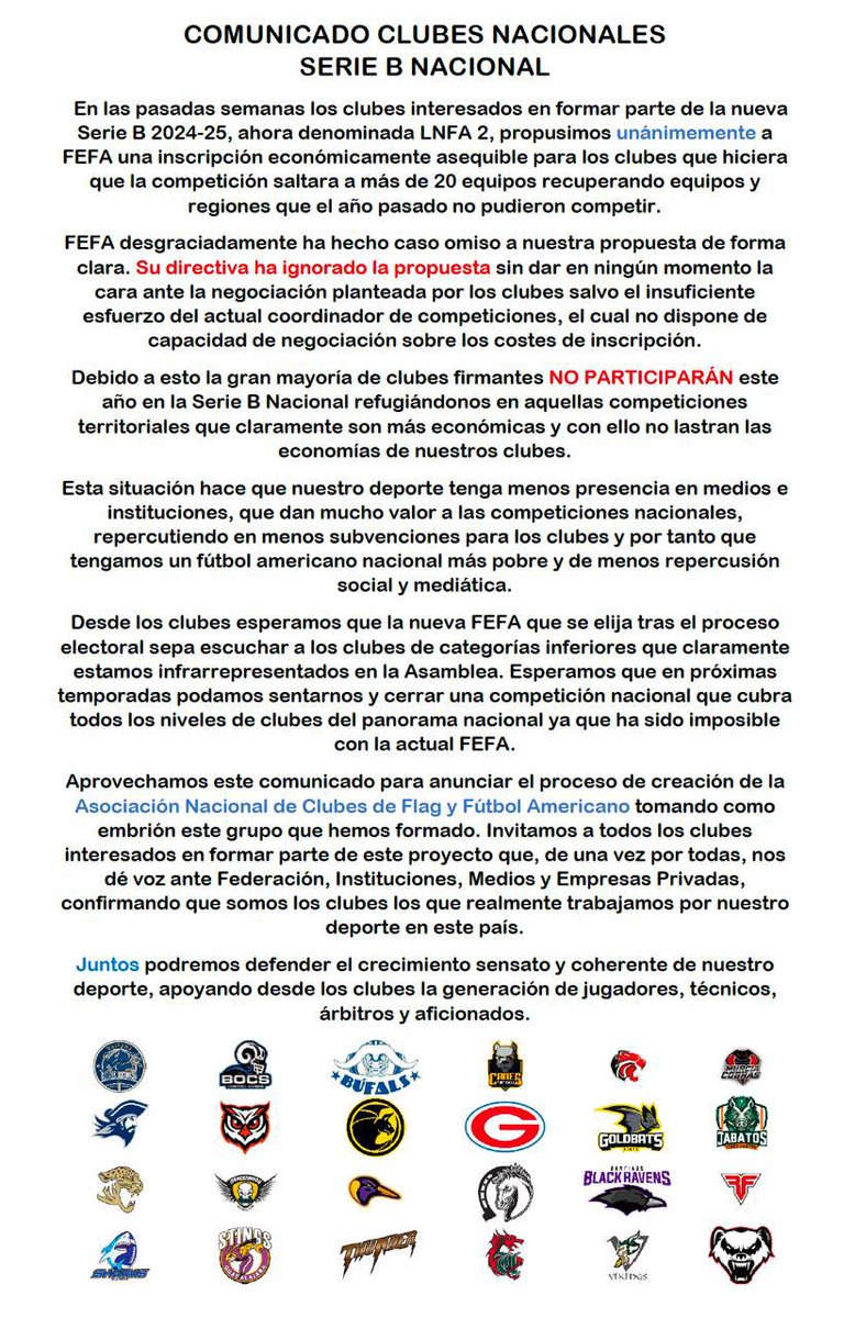 🚨 COMUNICADO OFICIAL CLUBES SERIE B 🚨