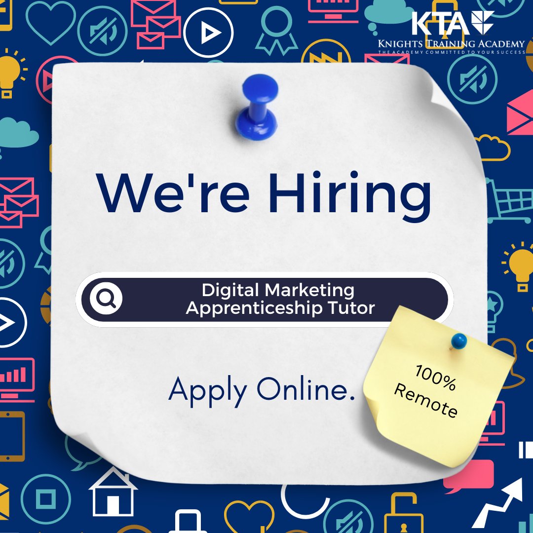 Do you have experience in digital marketing or content creation? 📢 Our fantastic team are searching for a Digital Marketing Apprenticeship Tutor, to work on an 100% remote basis (from anywhere in the UK!) Apply 👉tinyurl.com/2p7zjvk9 #DigitalJobs #MarketingJobs #Vacancy #KTA