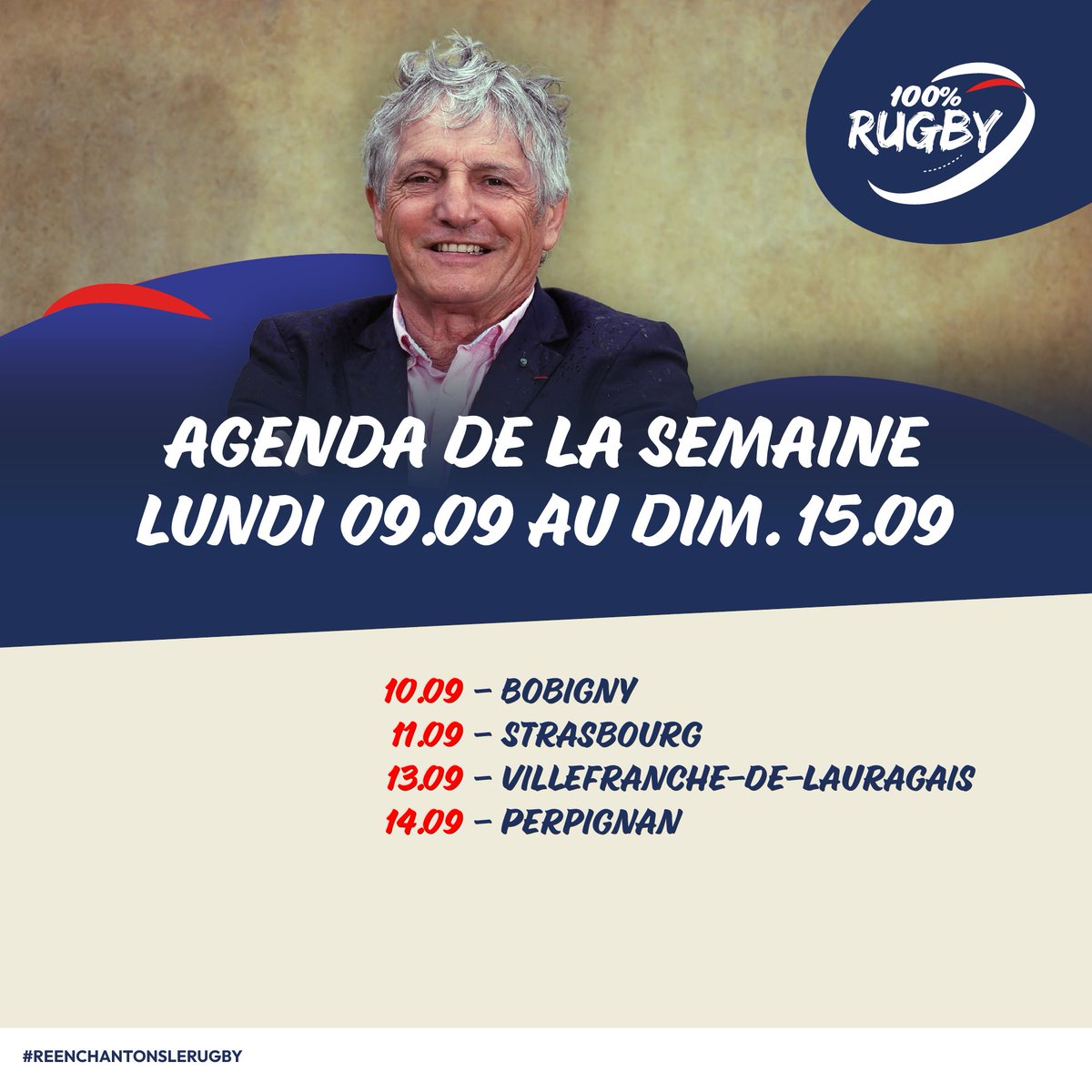On continue d'aller à la rencontre des clubs !

10/09 - Bobigny
11/09 - Strasbourg
13/09 - Villefranche-De-Lauragais
14/09 - Perpignan

Réenchantons le rugby ! 🏉 ✨

#ffr #rugby #rugbyamateur #rugbyprofessionnel #sport #codorugby2024