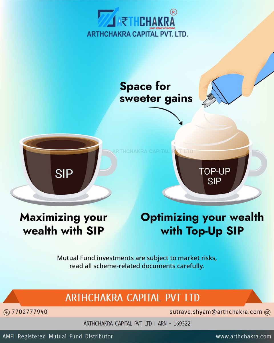 ArthChakrafp's tweet image. Maximize returns by increasing your SIP with a Top-Up plan. #TopUpSIP #MaximizeReturns #SmartSavings For More details click u4873.app.goo.gl/6d5NCvUmFPrCYd….