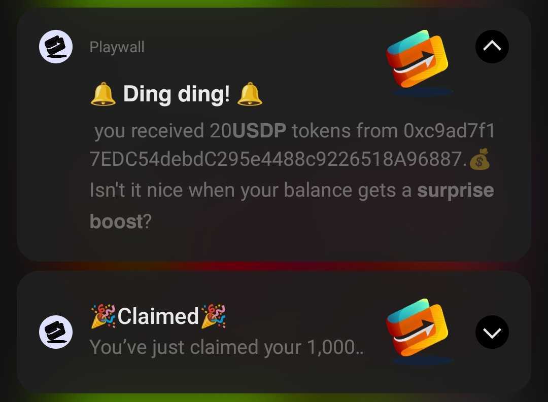 💥 Ding ding! Just got a surprise balance boost with 20 USDP tokens! 💰 Love how PlayWall keeps things exciting! 🚀 #CryptoRewards #PlayWall #BlockchainGaming #Web3Wallet #USDP