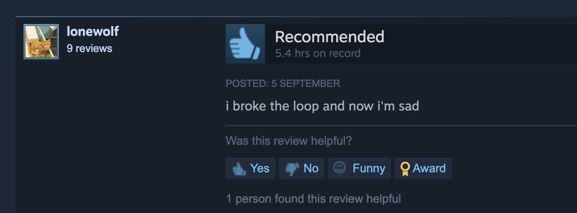 I guess that's... good? Look at them, feeling things!

💔 Fancy feeling things too? Trap yourself in a time-loop, and you will. Trust me, and lonewolf. 

🤑 And you're in luck, Neoproxima is still on sale! (but it ends soon)  ➡️ store.steampowered.com/app/2778760/Ne…

#sad #indiegame