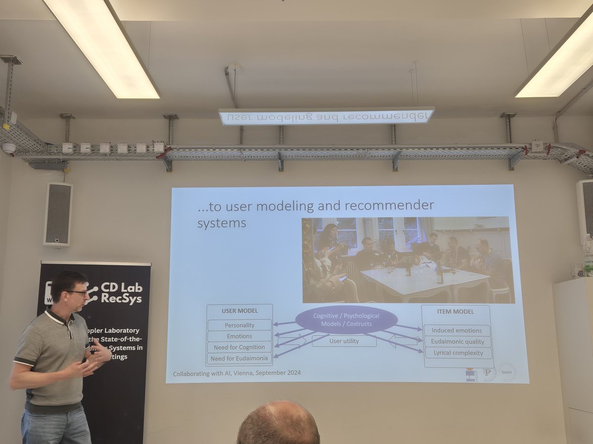 Reflections on #LLMs , cognitive models &amp; #RecSys by <a href="/RecSysMare/">Marko Tkalčič</a>  -- <a href="/tu_wien/">TU Wien</a> Collaborating with #AI workshop  #CDLRecSys