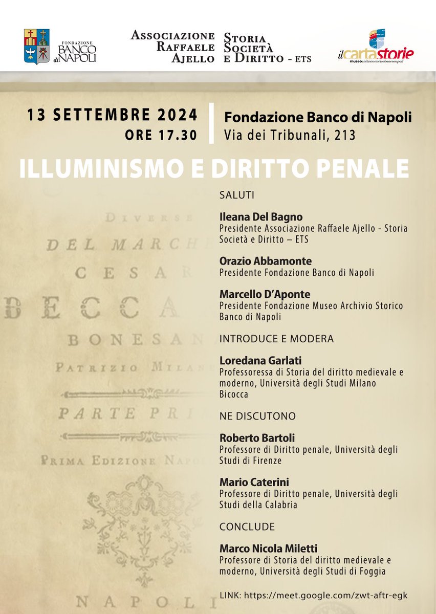 Il diritto penale moderno risale all’illuminismo, quando vengono elaborati principi fondamentali che rappresentano un momento di svolta rispetto alla tradizione dell’ancien regime. I reati, le sanzioni e la disciplina processuale vengono ridefiniti #diritto #fondazionebanconapoli