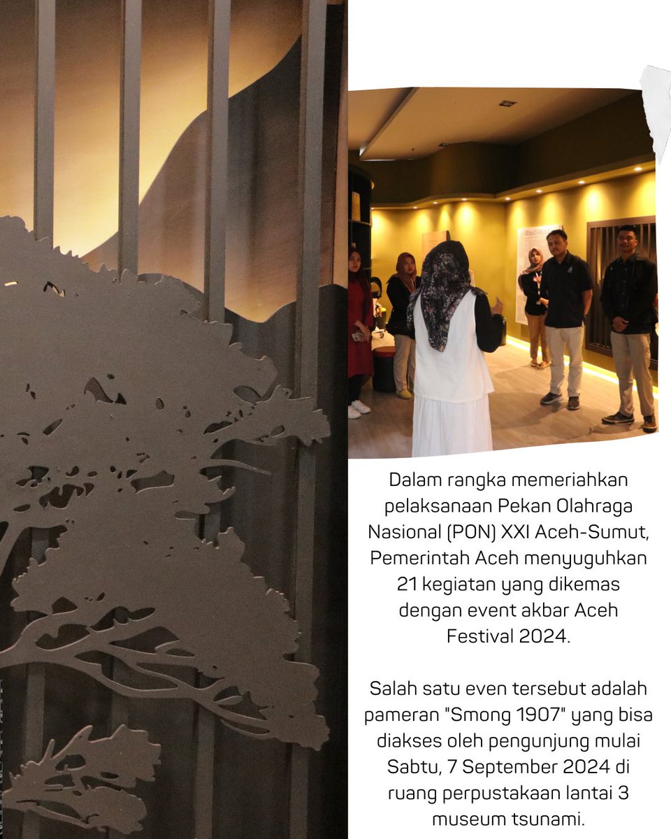 museumtsunamiid's tweet photo. Dalam rangka memeriahkan pelaksanaan Pekan Olahraga Nasional (PON) XXI Aceh-Sumut, Pemerintah Aceh menyuguhkan 21 kegiatan yang dikemas dengan event akbar Aceh Festival 2024.
#museumtsunami https://t.co/MWM1Q9DpBc