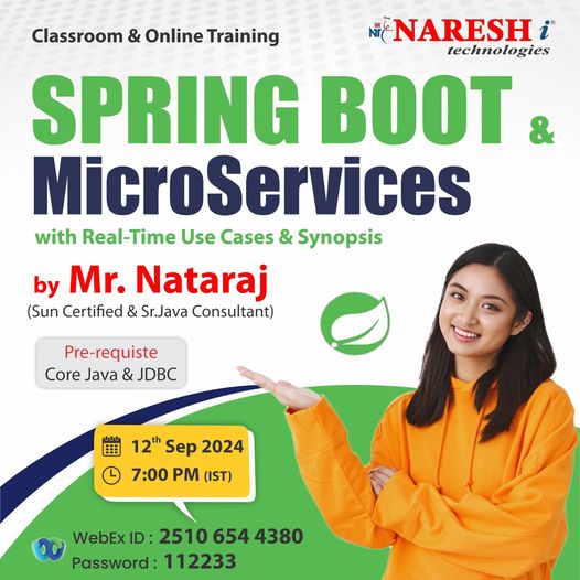 PrassannaPr's tweet image. 🔴 Naresh IT 🔴 🔴 Free  DemoS 🔴
✍️Register Now: shorturl.at/mVBgS
👉Attend Free Demo On Spring Boot &amp;amp; MicroServices by Mr.Nataraj.
📅Demo on: 12th September @ 7:00 PM (IST).
#MicroserviceArchitecture #SpringCloud  #nareshit