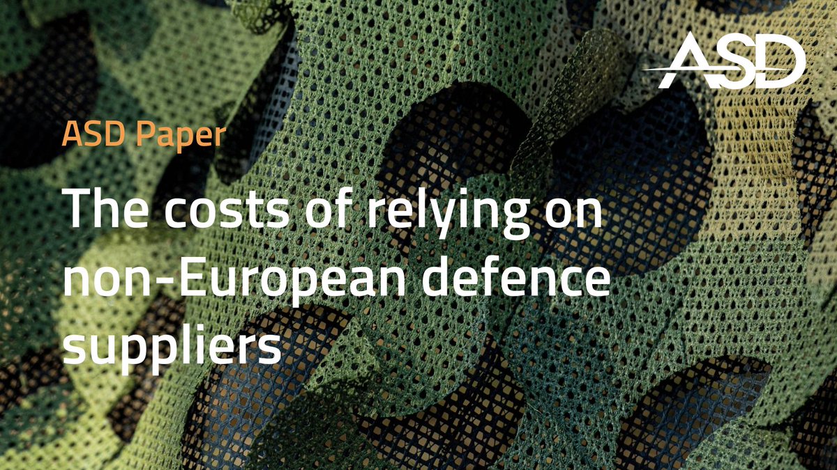 75% of new defence orders announced in the EU between Feb 2022 &amp; mid-2023 came from non-European suppliers. ASD’s paper looks at the reasons for this, and the consequences it has for the European defence industry, and the security of European countries. bit.ly/4dRzpir