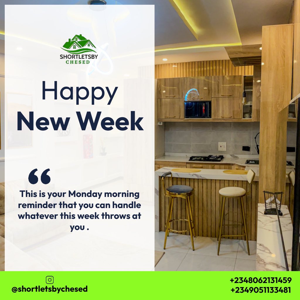 chesedshortlets's tweet image. #mondaymotivation
Once you replace negative thoughts with positive ones, you’ll start having positive results.” — Willie Nelson

#shortletsbychesed #chesedhomes #shortletslekki #shortletsapartmentinlekki #explorepage