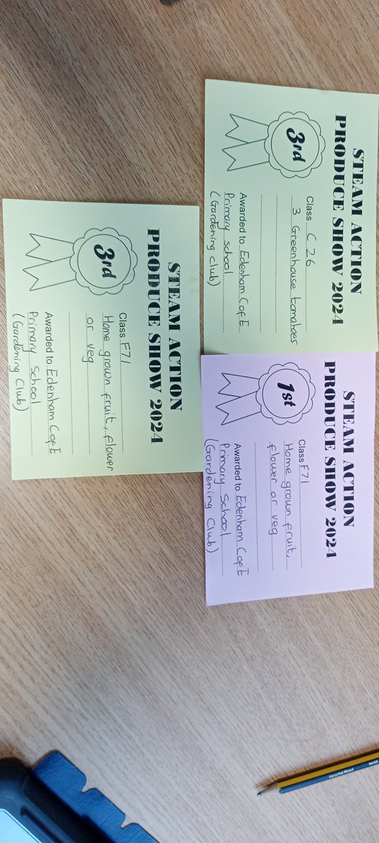 Well done to our gardening club on  placing in this year's Edenham Produce Show in 3 categories!