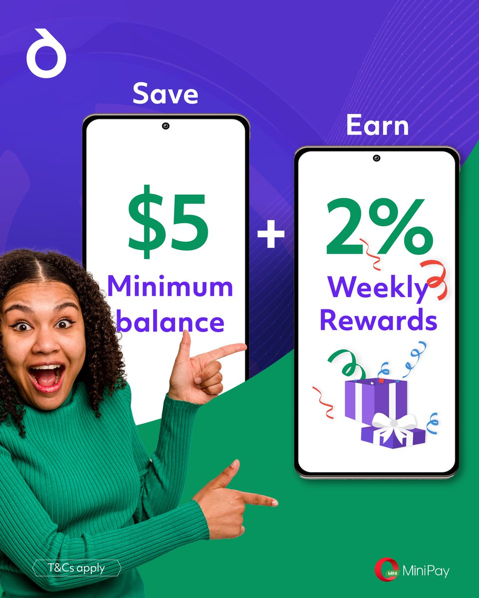 theb8t's tweet photo. Guys Welcome to @minipay the simplest and Best way to save and grow . Earn 2% weekly rewards forsaving on your wallet Also it's simple to make payments across the boarder at a small rate . Come join minipay and be the best of the best
#savewithMinipay
#DeFi
#ETHSafari https://t.co/IktffnWrt5
